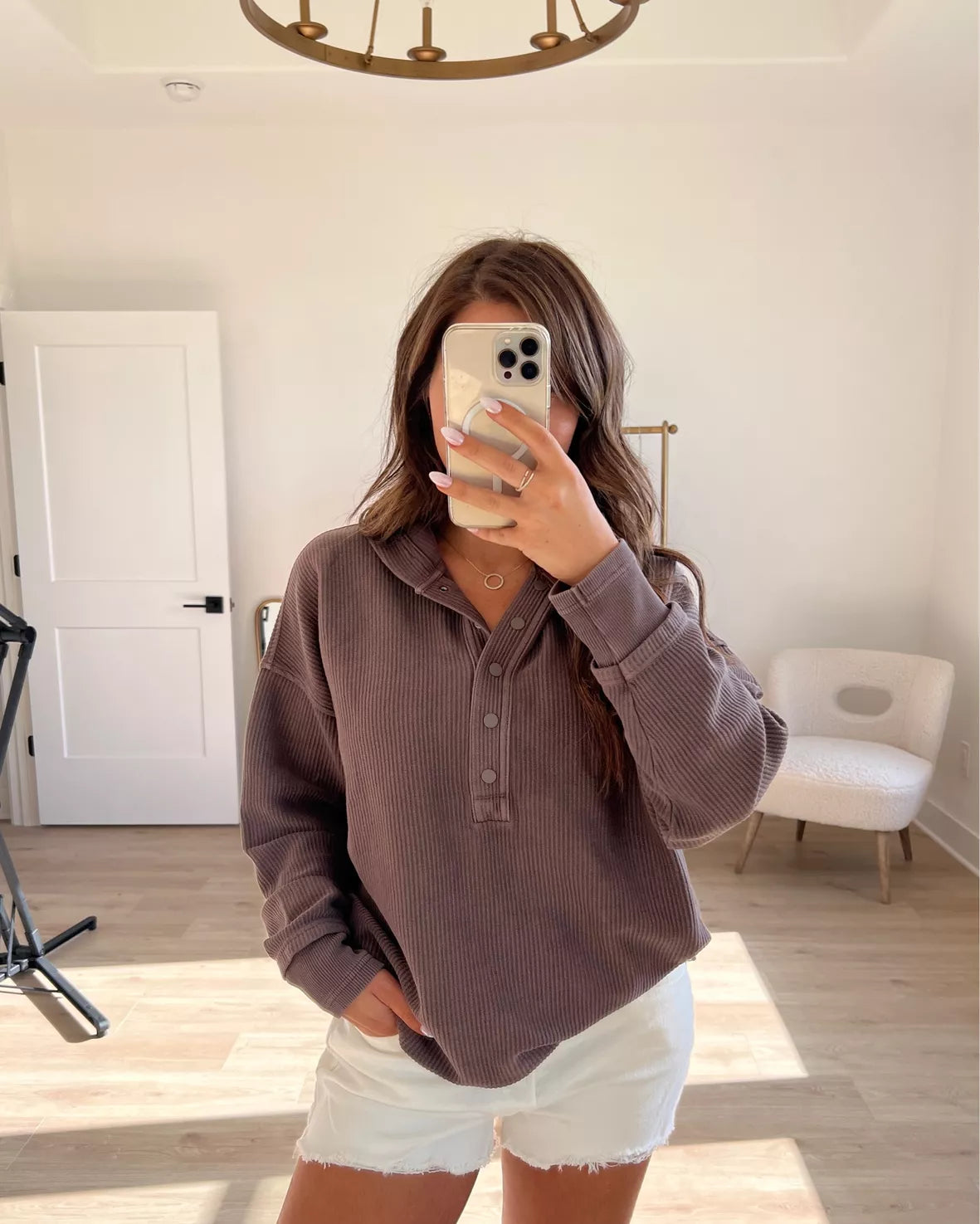 Aerie Brown Ribbed Sweatshirt (S)