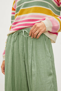 Green Wide Leg Linen Pants (M)