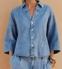 Zara Relaxed Denim Button Up (S)