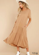 Camel Oversized Tiered Dress (M)