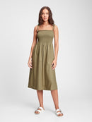 Gap Olive Smocked Midi Dress (XL)