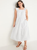 White Textured Midi Dress (M)