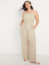 Load image into Gallery viewer, Linen Blend Wide Leg Jumpsuit (S)
