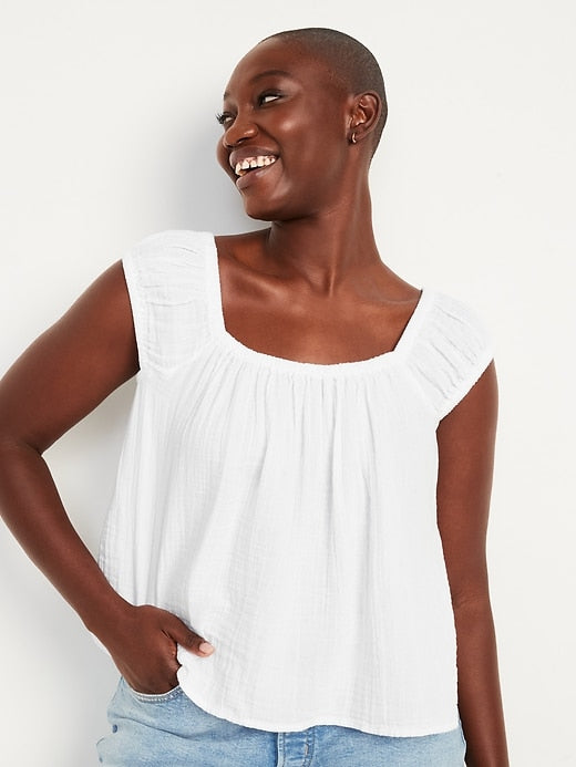 Cotton Gauze Tie Back Tank (XXL)