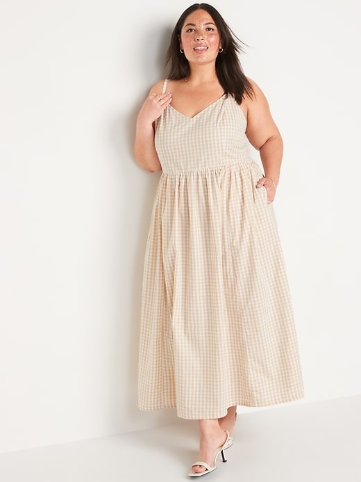 Neutral Gingham Maxi Dress (XS)