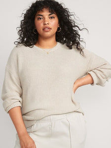 Oat Textured Cotton Sweater (3X)