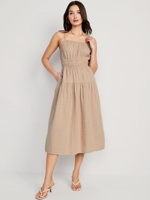 Cotton Gauze Midi Dress (M)