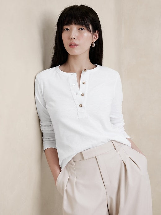 Banana Republic Cotton Henley Tee (L)