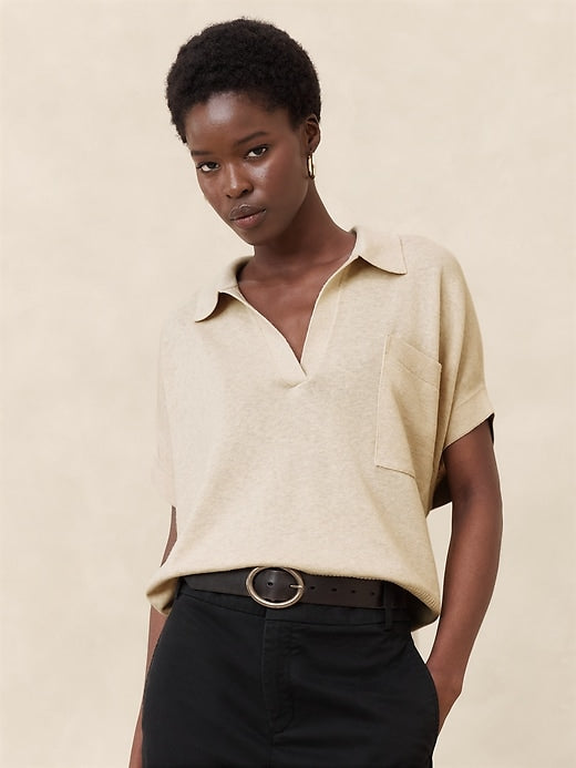 Banana Republic Oat Cotton Linen Relaxed Top (M/L)