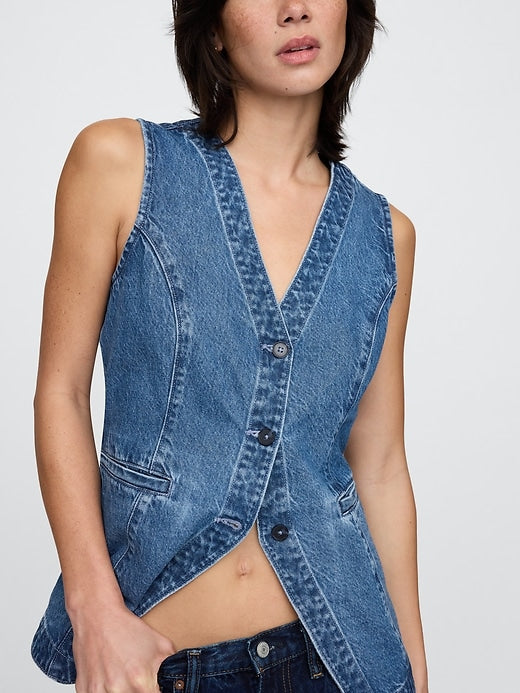 Gap Button Front Denim Vest (LP)