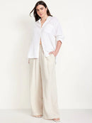 Linen Blend Wide Leg Pants (L)