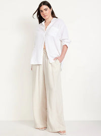 Linen Blend Wide Leg Pants (L)