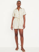 NEW Neutral Striped Cotton Romper (L)