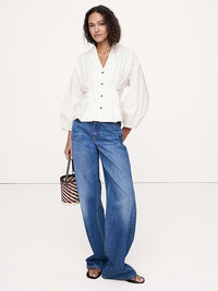 Banana Republic Poplin Cinch Waist Shirt (S)