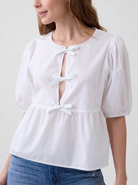 Gap Puff Sleeve Tie Front Top (XXL)