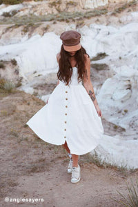 Linen Button Up Midi Dress (M)