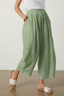 Green Wide Leg Linen Pants (M)