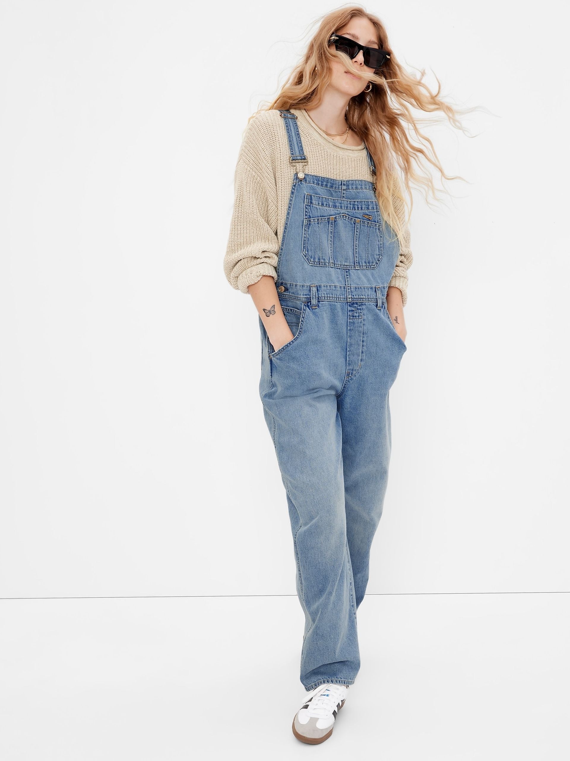 Gap Relaxed Denim Overalls (L)