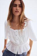 White Button Front Cotton Blouse (XXL)
