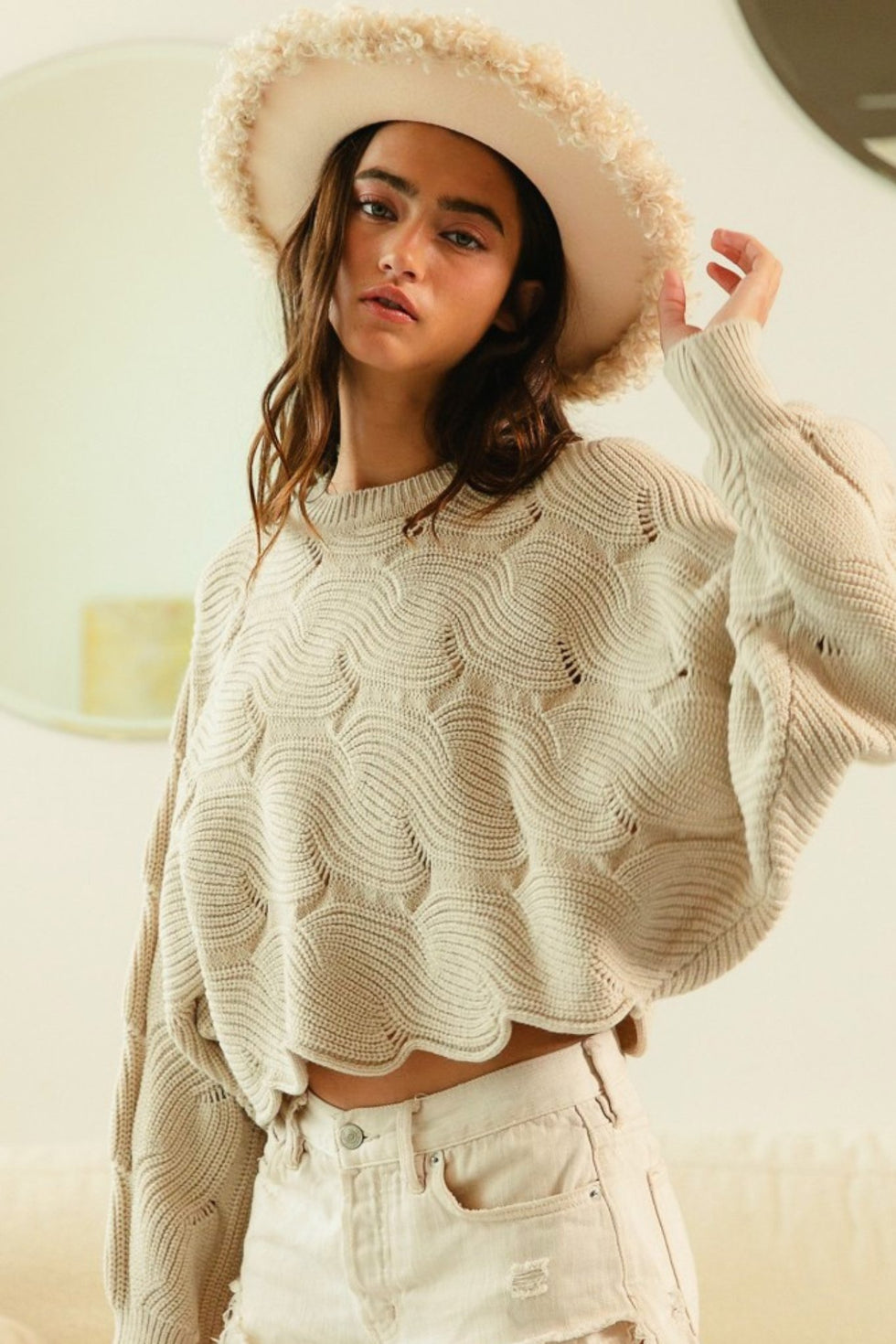 Bibi Textured Dolman Sweater (L)