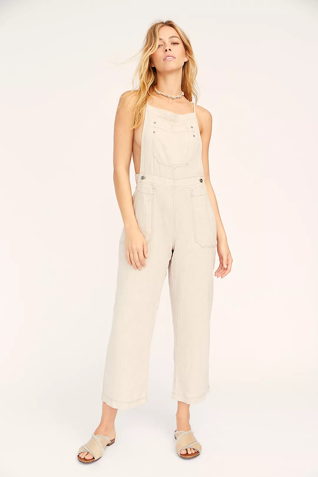 Free People Linen Cotton Overalls (M)