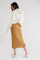 Free People Cable Knit Midi Skirt (XL)