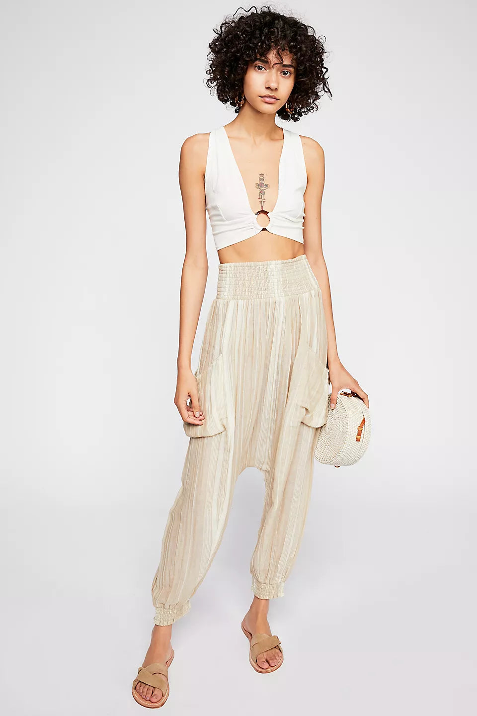 Free People Striped Baggy Pants (S)