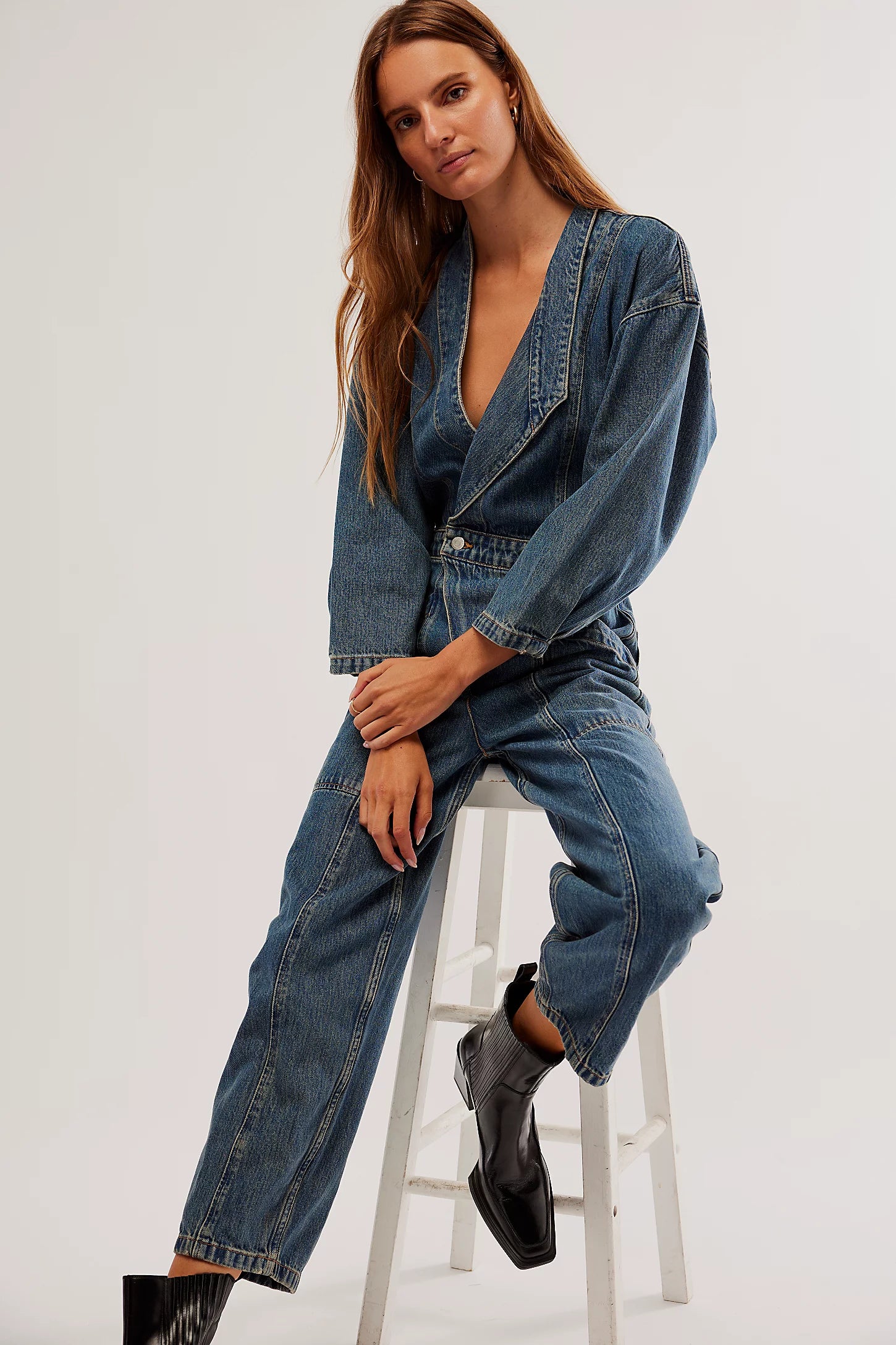 Etica Straight Denim Jumpsuit (XS)