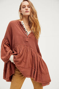 Free People Terracotta Gauze Top (XS)