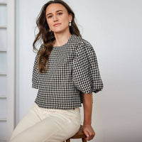 Gingham Puff Sleeve Top (XL)