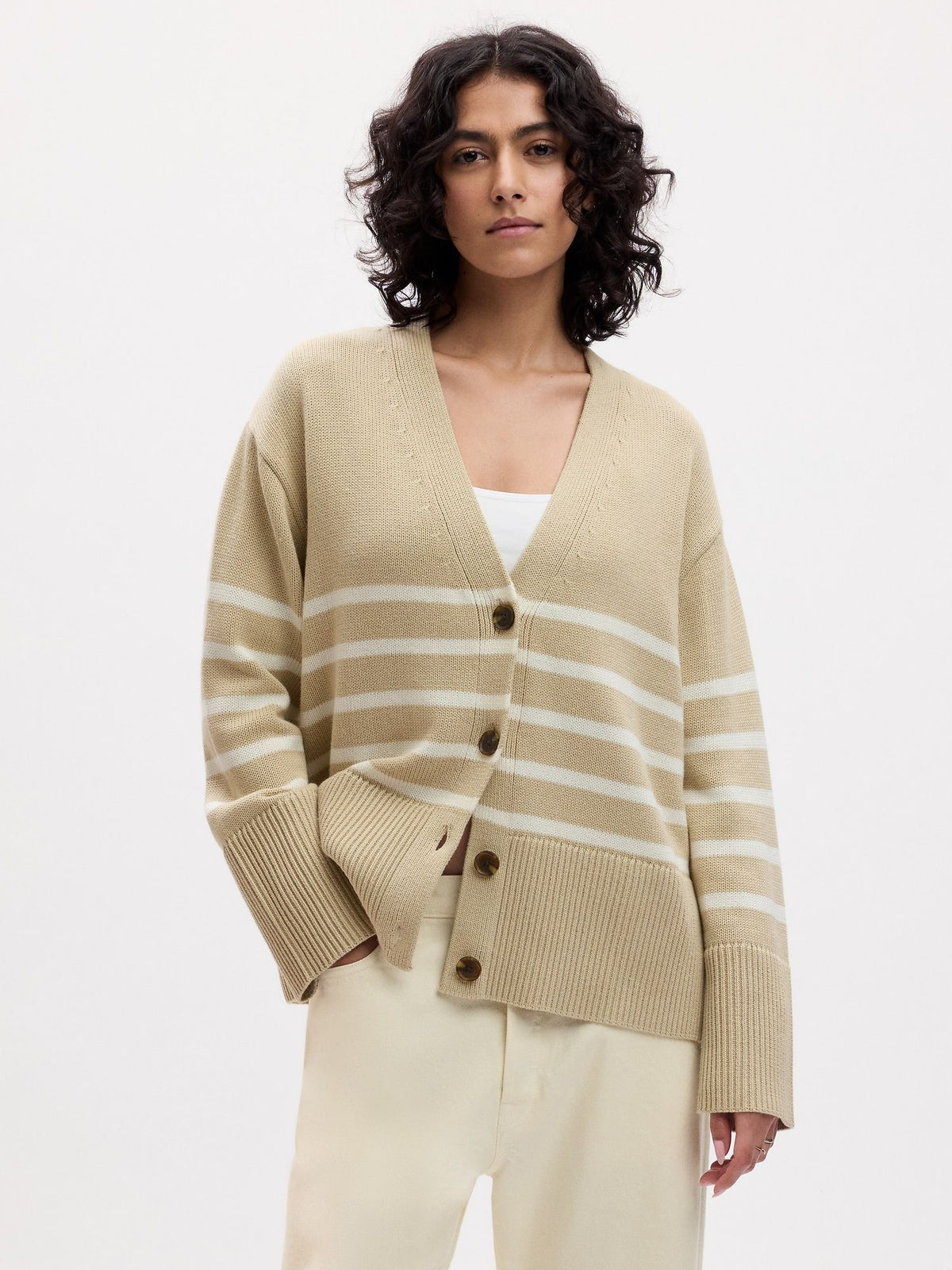 Gap Neutral Striped Cardigan (M)