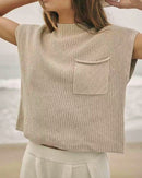 Neutral Boxy Knit Top (S)