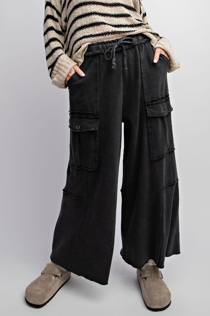 Easel Black Wide Leg Pants (1X)