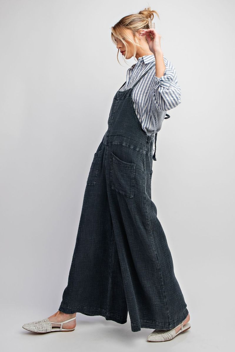 Easel Wide Leg Gauze Overalls (M)