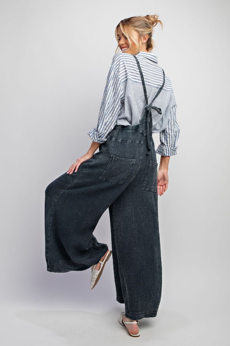 Easel Wide Leg Gauze Overalls (M)