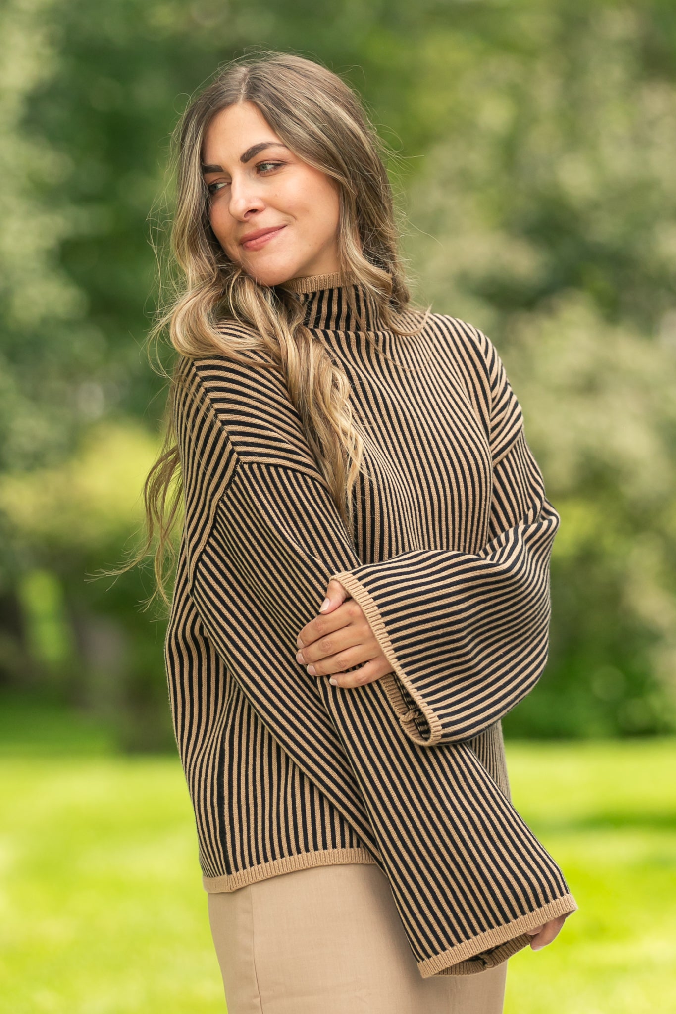 NEW Elan Striped Turtleneck Sweater (S)