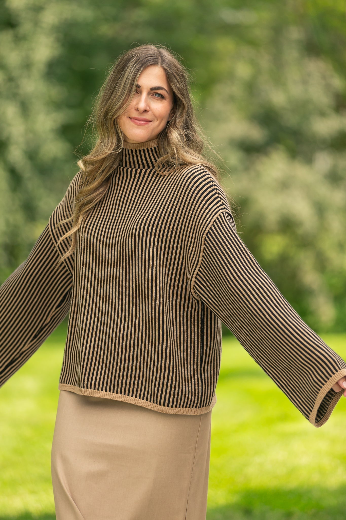 NEW Elan Striped Turtleneck Sweater (S)