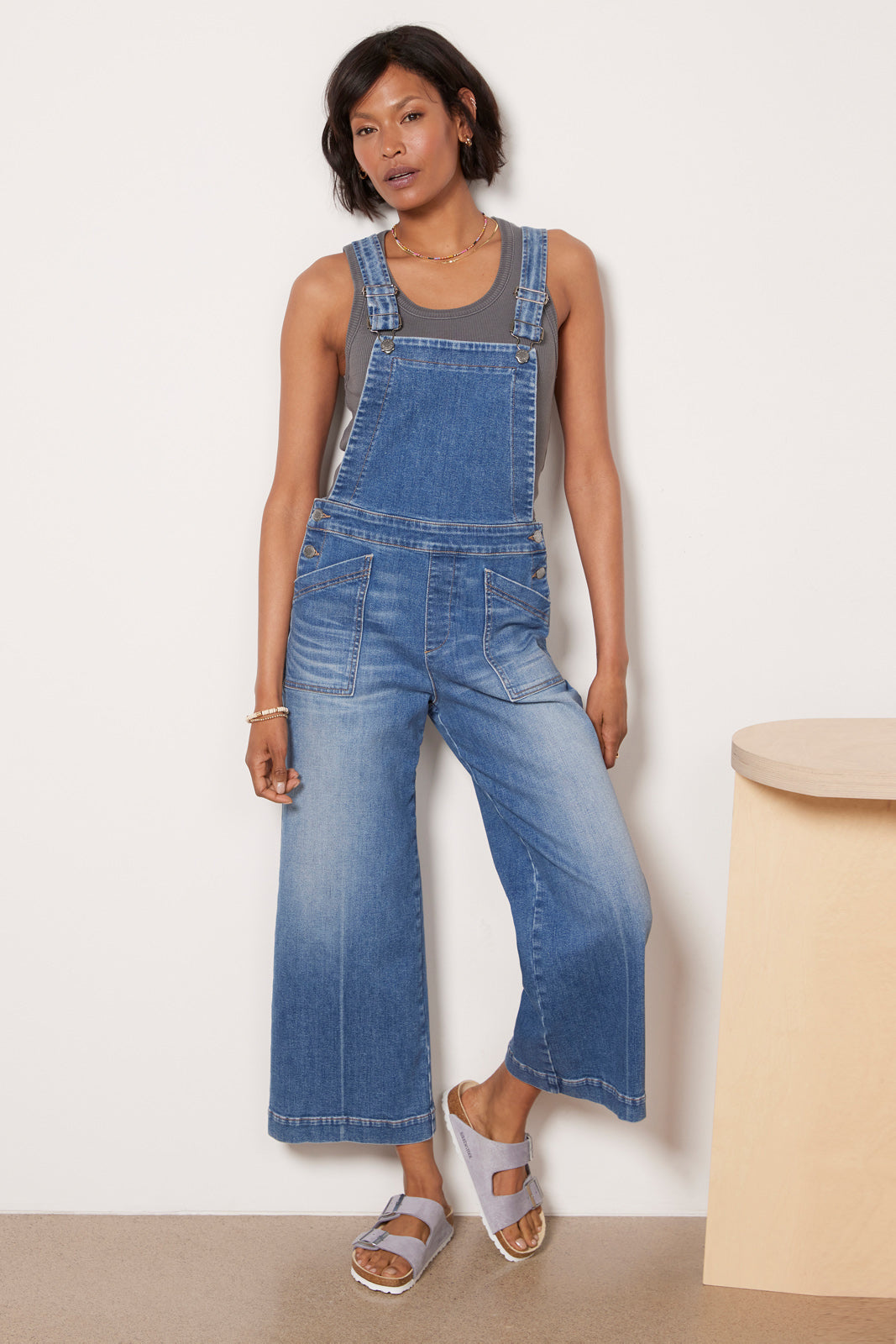 Evereve Wide Leg Denim Overalls (25)