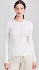 Enza Costa Pointelle Crewneck Tee (S)