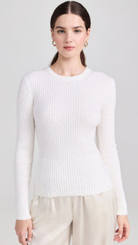 Enza Costa Pointelle Crewneck Tee (S)