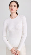 Enza Costa Pointelle Crewneck Tee (S)