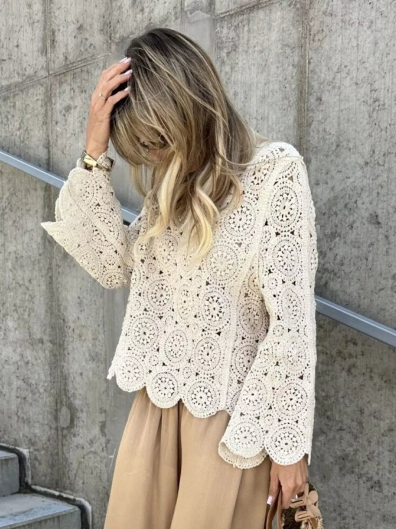 Charlie B Oversized Crochet Top (XS/S)