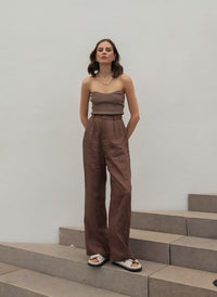 Dissh Chocolate Linen Trousers (4)