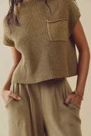 Free People Olive Knit Top (L)