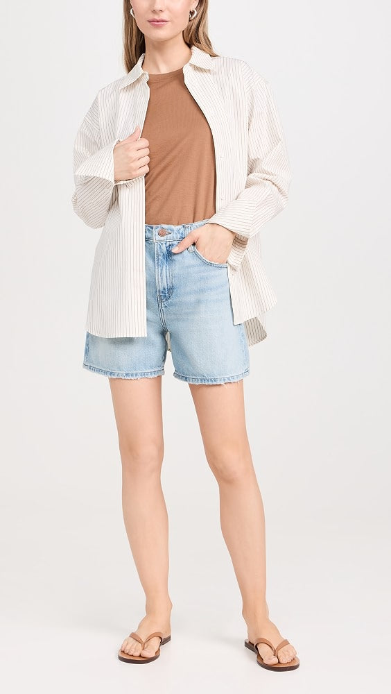 Frame Light Wash Denim Shorts (28)