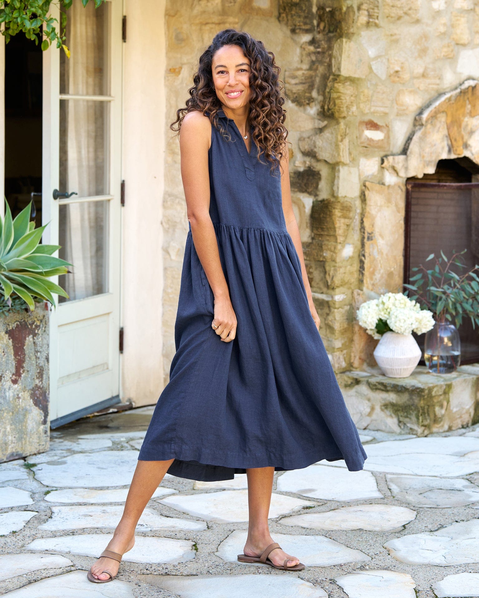Frank & Eileen Daphne Linen Midi Dress (M)