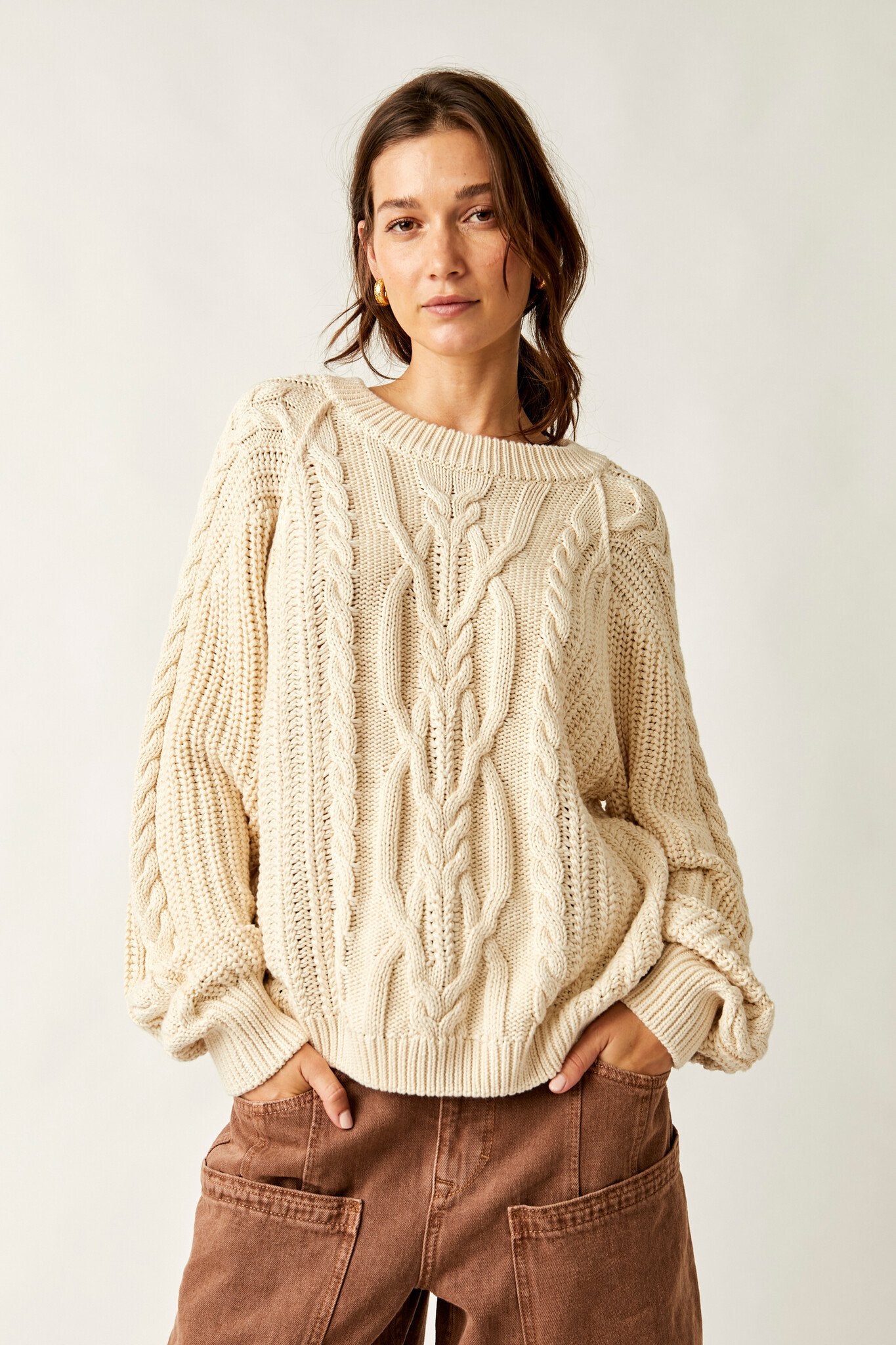 Free People Chunky Cable Knit Sweater (M)