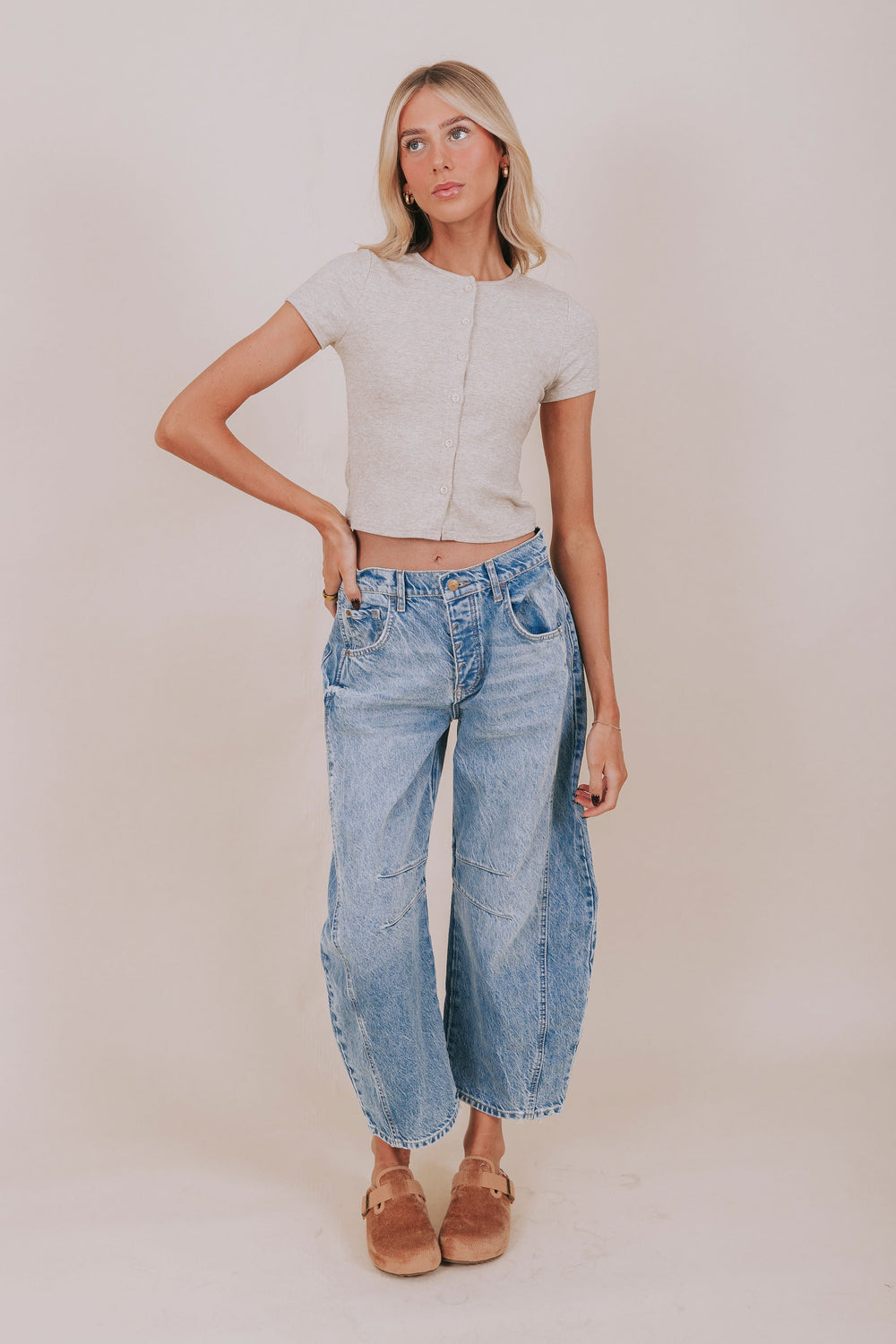 Free People Relaxed Barrel Jeans (28)
