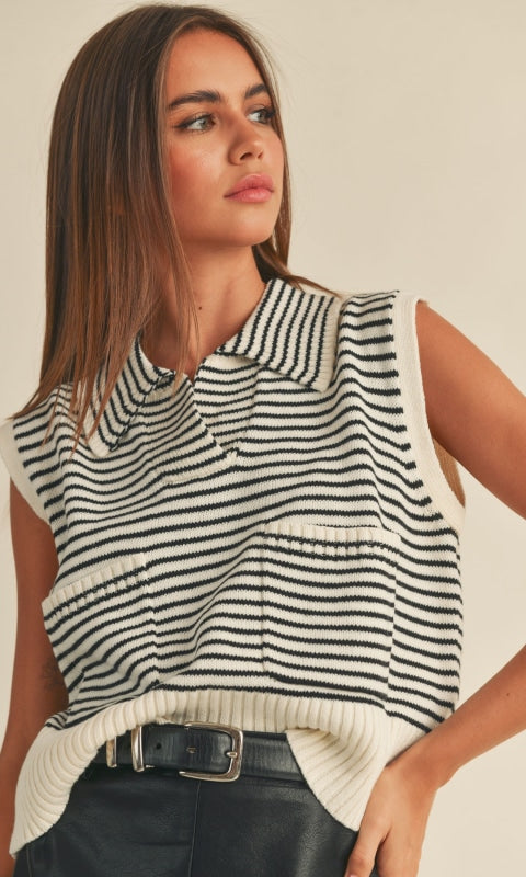 Miou Muse Striped Sweater Vest (M)