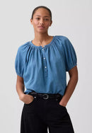 Gap Puff Sleeve Denim Top (M)